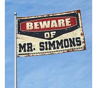 Divertenti bandiere da giardino Beware Of Mr. Simmons bandiere per dormitori decorazione casa sul lago (dimensioni: 60 x 90 cm)