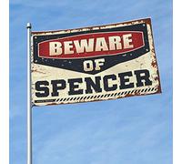 Divertenti bandiere da giardino Beware Of Spencer bandiere per dormitori decorazione casa sul lago (dimensioni: 120 x 180 cm)