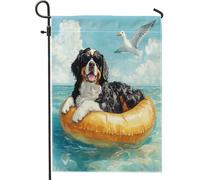 Divertenti bandiere da giardino con cane da montagna del Bernese, 30,5 x 45,7 cm, double face, per esterni, scena estiva, standard verticale, in tela, per casa, cortile, cortile, prato