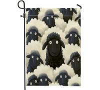 Divertenti bandiere da giardino con pecore nere, 30,5 x 45,7 cm, per esterni, animali dei cartoni animati, bandiere verticali standard in lino per casa, divertenti bandiere per cortile cortile prato