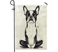 Divertenti bandiere da giardino per cani Boston Terrier, 30,5 x 45,7 cm, double face, per esterni, yoga, sport, cuccioli, bandiere verticali standard per la casa, graziose bandiere per animali