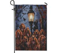 Divertenti bandiere da giardino per cani di Halloween, 30,5 x 45,7 cm, per esterni, casa stregata, castello, cuccioli, bandiere verticali standard in lino per casa, spaventose bandiere per cortile