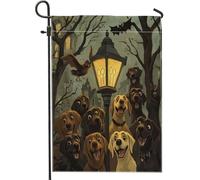 Divertenti bandiere da giardino per cani Labrador Retriever di Halloween, 30,5 x 45,7 cm, double face, decorazione esterna, motivo castello stregato, bandiera per casa, cortile, piccola bandiera per