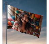 Divertenti bandiere da parete colorate filati e sorrisi: una bandiera del paradiso per maglieria, decorazione per esterni, patio, bar, accessori (60 x 90 cm)