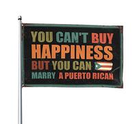 Divertenti bandiere per dormitorio che non puoi comprare la felicità ma puoi sposare una bandiera portoricana, poster alla moda per ragazzi decorazione per esterni (120 x 180 cm)