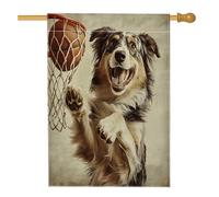 Divertenti bandiere per la casa del cane pastore australiano, 71 x 101 cm, double face, per esterni, basket, sport, cuccioli, bandiere verticali standard per la casa, simpatiche decorazioni per il