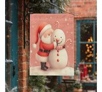 Divertenti bandiere verticali per la casa di Babbo Natale da cortile cortile cortile 28 x 40 cm su entrambi i lati per esterni, Natale pupazzo di neve cartone animato bambino casa stampata bandiera