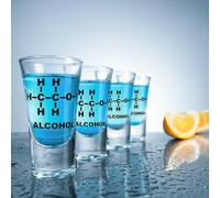 Divertenti bicchierini con formula chimica dell'alcol in un set di 4 - Mad Monkey