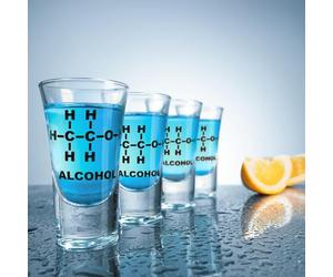 Divertenti bicchierini con formula chimica dell'alcol in un set di 4 - Mad Monkey