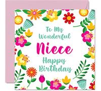 Divertenti biglietti compleanno nipote - Meravigliosa donna - Simpatico biglietto auguri nipote zia zio e nipote regalo speciale compleanno 145mm biglietti auguri floreali regalo nipote