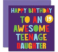 Divertenti biglietti di auguri il 19° compleanno figlia - Awesome Teenage Daughter 19 - 19° compleanno di mamma papà figlia regalo di compleanno 145mm diciannove diciannovesimo compleanno