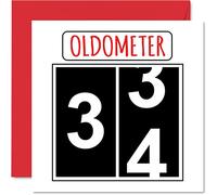Stuff4 Divertenti biglietti di auguri il 34° compleanno uomini e donne - Oldometer - Biglietto di auguri papà mamma figlio figlia 145 mmx145 mm biglietto di auguri il 34° compleanno