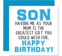 Divertenti biglietti di compleanno figlio con scritta Having Me As Your Mum