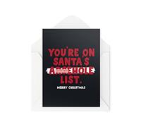 Divertenti biglietti di Natale novità | Sei sulla cattiva lista di Babbo Natale | Regalo di Natale Celebrazione | Banter Funny | CBH1375
