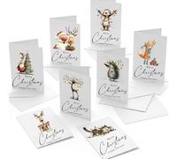 Divertenti biglietti di Natale stravaganti con scherzi festivi, set di 30 biglietti di auguri, 30 diversi motivi, biglietti A6 piegati con buste bianche
