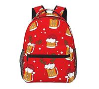 Divertenti boccali di birra con cappello da Babbo Natale e corna di cervo rosso elegante borsa zaino casual per le donne zaini personalizzati per laptop con tasche multiple zainetto per computer per