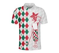 Divertenti camicie da golf con teschio hawaiano polo da uomo, camicie da golf pazze per uomo regali da golf hawaiano teschio camicie da golf, Cinco Skeleton Mf, XL