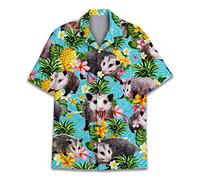 Divertenti camicie hawaiane a cavallo per uomo e donna, Love Horse Racing Hawaiian Summer a maniche corte casual vestibilità rilassata abbottonatura, anatra1, Opossum di ananas, S