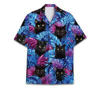 Divertenti camicie hawaiane a cavallo per uomo e donna, Love Horse Racing Hawaiian Summer a maniche corte casual vestibilità rilassata abbottonatura, anatra1, Gatto nero tropicale 2, 5XL