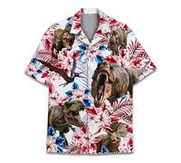 Divertenti camicie hawaiane a cavallo per uomo e donna, Love Horse Racing Hawaiian Summer a maniche corte casual vestibilità rilassata abbottonatura, anatra1, Dinosauro, 5XL
