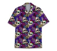 Divertenti camicie hawaiane a cavallo per uomo e donna, Love Horse Racing Hawaiian Summer a maniche corte casual vestibilità rilassata abbottonatura, anatra1, Teschio 1., S