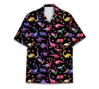 Divertenti camicie hawaiane a cavallo per uomo e donna, Love Horse Racing Hawaiian Summer a maniche corte casual vestibilità rilassata abbottonatura, anatra1, Dinosauro 2, 5XL