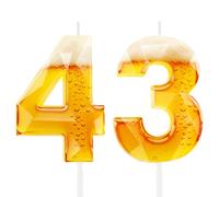 Divertenti candele di compleanno a tema birra per uomini, decorazioni per torta per 43° compleanno, per gli amanti della birra, design innovativo per feste per papà 43 anni, marito, nonno