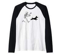 Divertenti Cani Jack Russel Che corrono con Lo Scheletro di Maglia con Maniche Raglan