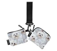 Divertenti cani maltesi donne bianche porta carte di credito portamonete grande capacità cerniera contanti portamonete con tasca con cerniera per le donne 2 confezioni tarjetero para tarjetas de