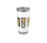 Divertenti cartoni animati con statua Tiki in difficoltà per chi ama Tikis Bicchiere termico in acciaio inox doppia parete