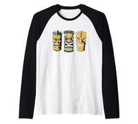 Divertenti Cartoni Animati Statua Tiki per Chi AMA Tikis Maglia con Maniche Raglan