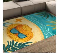 Divertenti cartoni animati Tappeti interni Supporto antiscivolo Stelle marine Spiagge di sabbia Cappelli da sole Tappeto di design lavabile soggiorno Camera da letto Sala studio 120x150cm