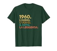 Divertenti Compleanno Uomo Anno Vintage 1960 Maglietta, Uomo, Verde Foresta, XL