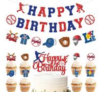Divertenti decorazioni per feste di compleanno a tema baseball, striscione di buon compleanno per ragazzi, striscioni di carta facili da montare per celebrazioni