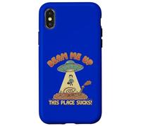 Divertenti disegni retrò UFO: Beam Me Up This Place fa schifo Custodia per iPhone X/XS