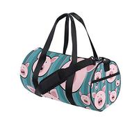 Divertenti facce di maiale rosa Borsa da palestra a righe blu Borsone da viaggio in tela Borsa da viaggio per weekender per uomo Donna Sport e pernottamento