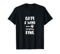Divertenti gatti e vino rendono tutto bello Maglietta