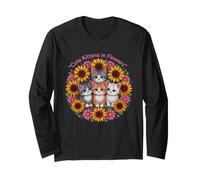Divertenti Gattini con Fiori Che Dicono Sarcastico Maglia a Manica