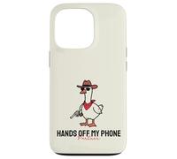 Divertenti mani fuori il mio telefono carino cowboy anatra con pistola meme Custodia per iPhone 13 Pro