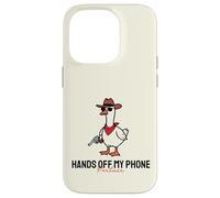 Divertenti mani fuori il mio telefono carino cowboy anatra con pistola meme Custodia per iPhone 14 Pro