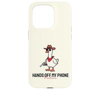 Divertenti mani fuori il mio telefono carino cowboy anatra con pistola meme Custodia per iPhone 15 Pro