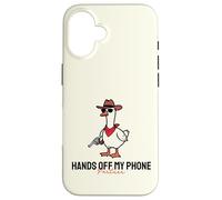 Divertenti mani fuori il mio telefono carino cowboy anatra con pistola meme Custodia per iPhone 16