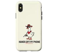Divertenti mani fuori il mio telefono carino cowboy anatra con pistola meme Custodia per iPhone X/XS