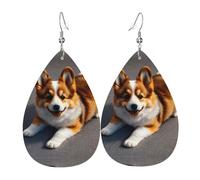 Divertenti orecchini a goccia in pelle con stampa Corgi Butt Brown, alla moda, accessorio per feste