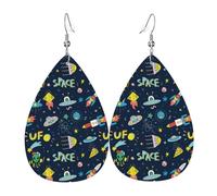 Divertenti orecchini astronavi da donna, orecchini colorati in pelle a goccia per le donne alla moda, orecchini a goccia gioielli