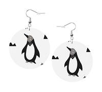 Divertenti orecchini di pinguini per bambini Animali della foresta selvaggia Orecchini in pelle a forma rotonda Leggeri pendenti Gioielli da donna per ragazze, perfetti da indossare tutti i giorni