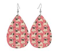 Divertenti orecchini in pelle a forma di cucciolo di carlino per le donne pendenti, orecchini a goccia piercing gioielli leggeri regali per donne ragazze