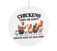 Divertenti ornamenti natalizi per albero, galline mi fanno felice ricordo in porcellana stampata su entrambi i lati, decorazione per feste invernali, regali di Natale per gli amanti dei galli, 7,5 cm