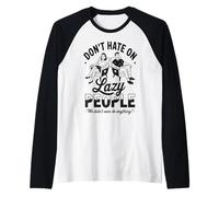 Divertenti Persone Pigre Non odiano Non Abbiamo Fatto Niente Retro Umorismo Pigro Maglia con Maniche Raglan
