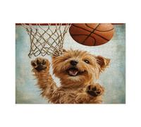 Divertenti puzzle a forma di cane Norfolk Terrier, per adulti, 500 pezzi, puzzle stampati in legno con pallacanestro, simpatici e divertenti, decorazioni per feste di intrattenimento